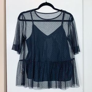 BCBG Generation Black Mesh Blouse